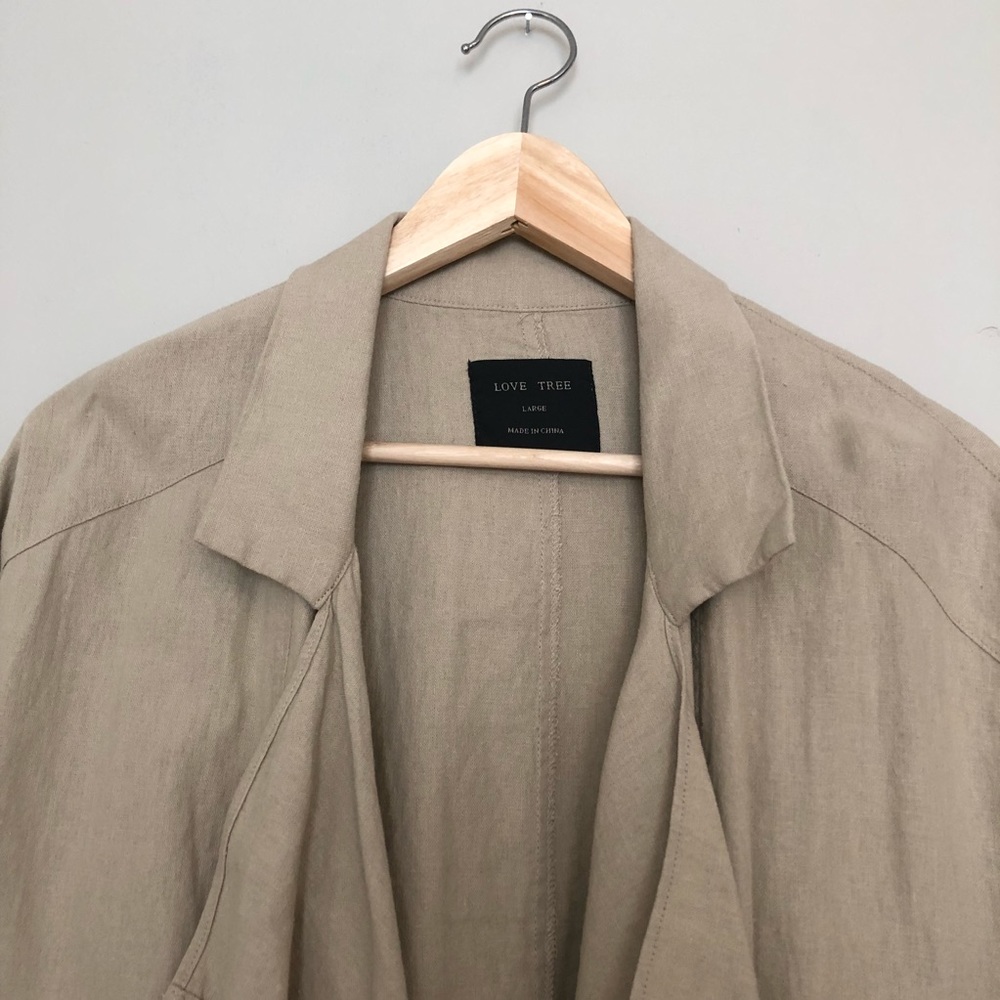 Beige Drape Linen Cardigan - Picture 3 of 6